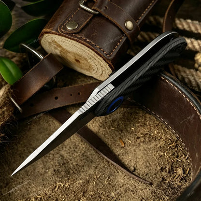 0022 Mini Folding Knife Carbon Fiber Handle & 8CR13 Steel Blade Outdoor Camping Hiking Cutting Tool Fishing Knife Gift for Men