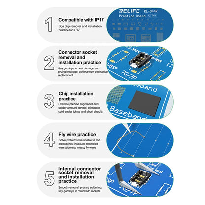 RELIFE RL-044R Welding Test Practice Board Connector Socket Removal and Installation Practice for Phone Repair Tools