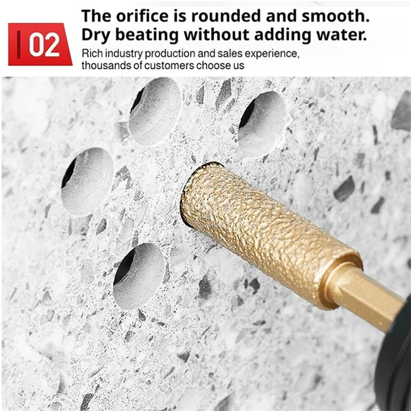 5PCS Diamond Brazed Rotary Burrs 6/8/10/12/14mm Hex Shank Drill Bits Diamond  Head Reamer For Metal Ceramic Stone Grinding