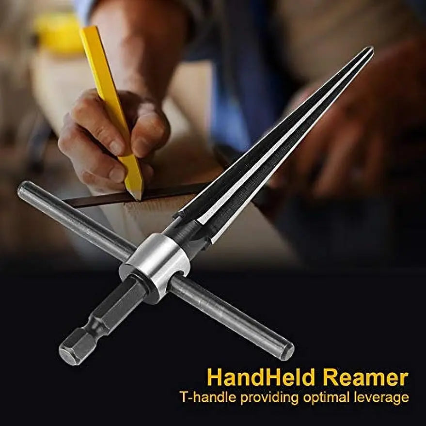 T Handle Tapered Tool Drill Bit Bridge Pin Hole Hand Held Reamer 6 Flute Chamfer Reaming Woodworker Cutting Tool Core  5-16mm