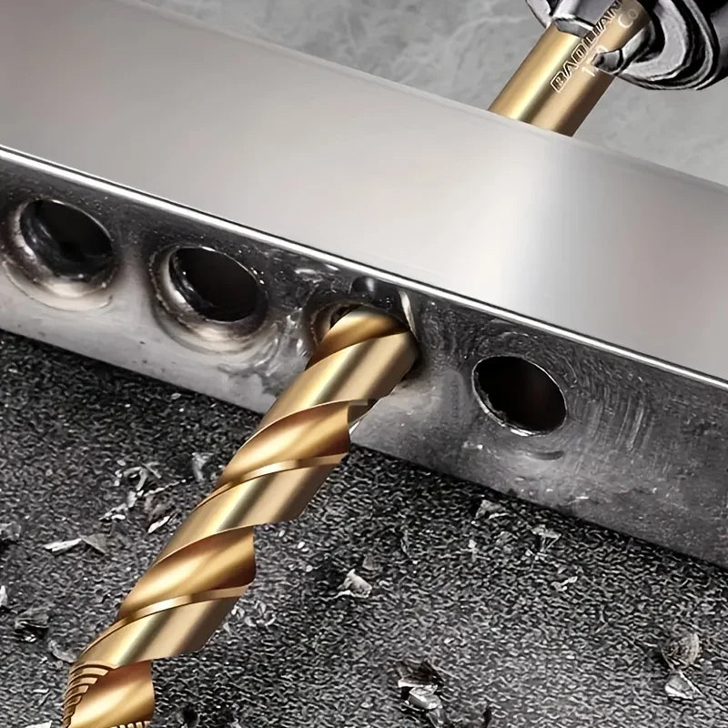 6Pcs Step Drill Bit Set 1-6mm With Gold Oxide Coating, Professional For Stainless Steel & Hard Metal