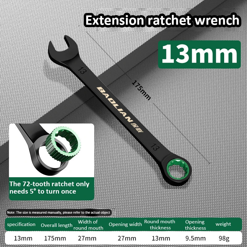 Dual-Purpose Wrench Fast Plum Blossom Ratchet Wrench Industrial Grade 72 Tooth Labor-Saving, Fast and Durable Dual-use Wrench