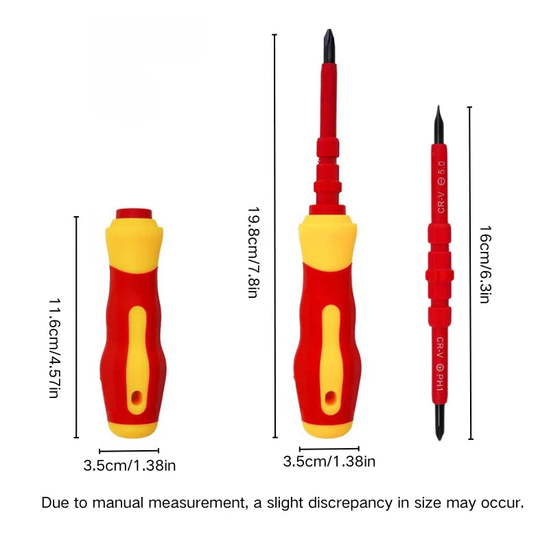 3 In 1 Electricians Insulated Screwdriver Kit Interchangeable Magnetic Blades – PH1/PH2, Slotted, Cross Bits Multipurpose Tools