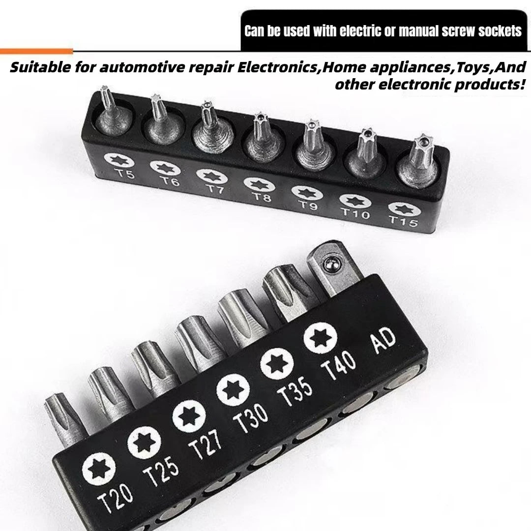 Torx Screwdriver Bit Set Tamper Proof Security Drill Bits 25mm Long Flat Head 1/4” Hex Screw Driver Hand Tools T5-T40