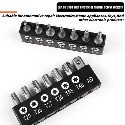 Torx Screwdriver Bit Set Tamper Proof Security Drill Bits 25mm Long Flat Head 1/4” Hex Screw Driver Hand Tools T5-T40