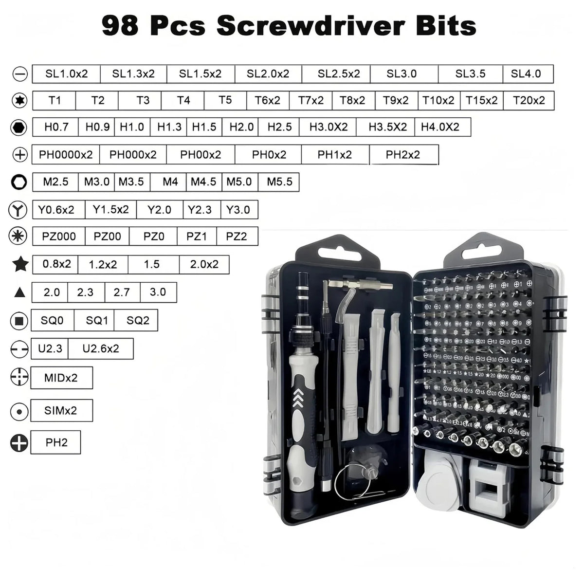115-in-1 Precision Screwdriver Sets, Professional Repair Tool Kit for Electronics, Phone, Watch, Automotive Maintenance