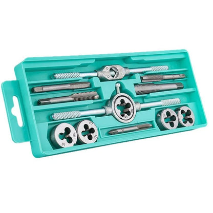 Manual Tap and Die Set with Drill Bits Reamers and Handle Tools for Thread Cutting DIY Hardware Kit Durable Steel