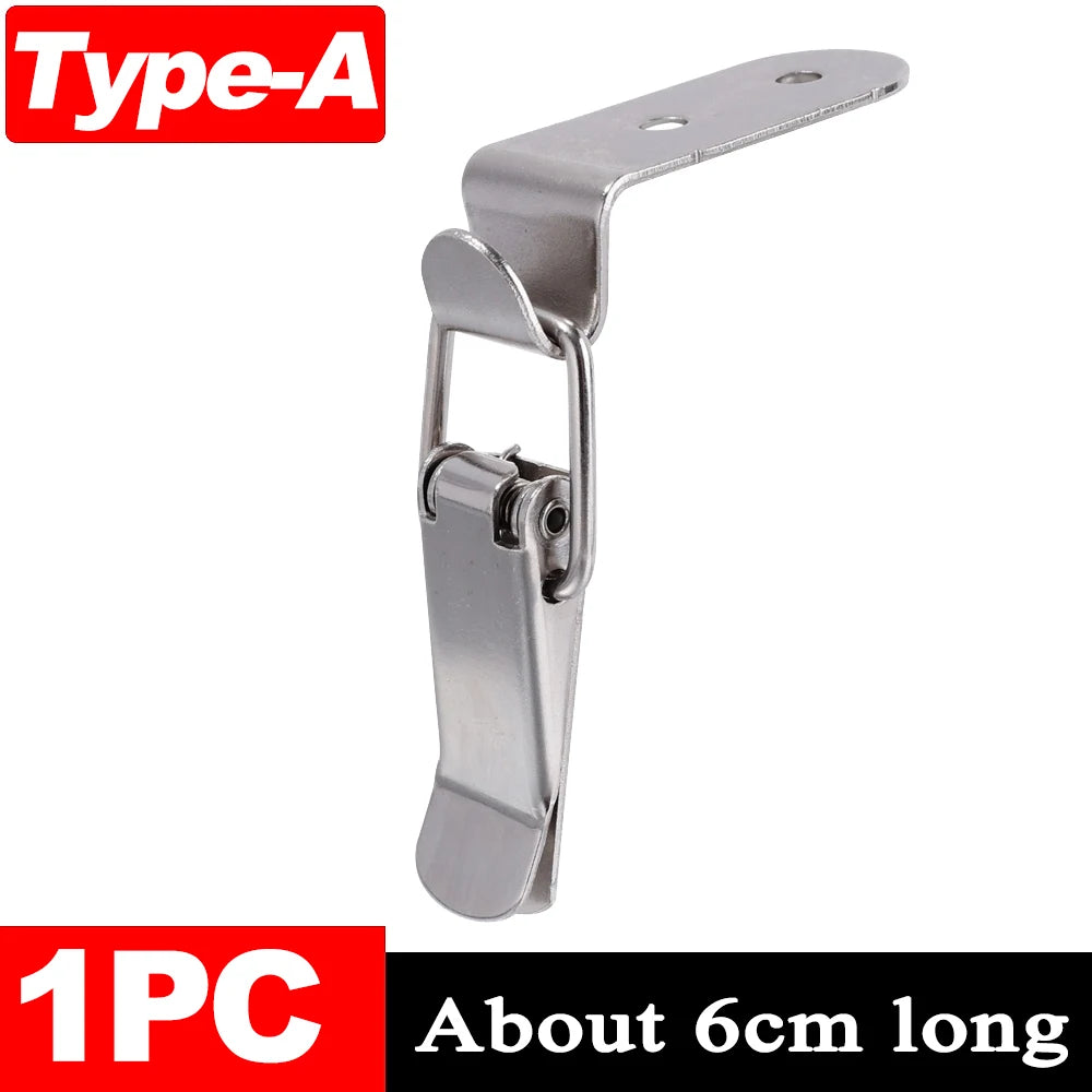 90 Degree Duck Mouth Hasp Lock Silver Metal Spring Hook for Wood Box