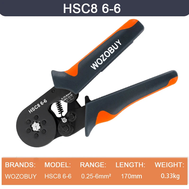 Ferrule Crimping Tool or Tool Kit,HSC8 6-6A/6-4A Ratchet Mini Electrical Clamp,for Tubular Terminal,WOZOBUY Brand Hardware Tool