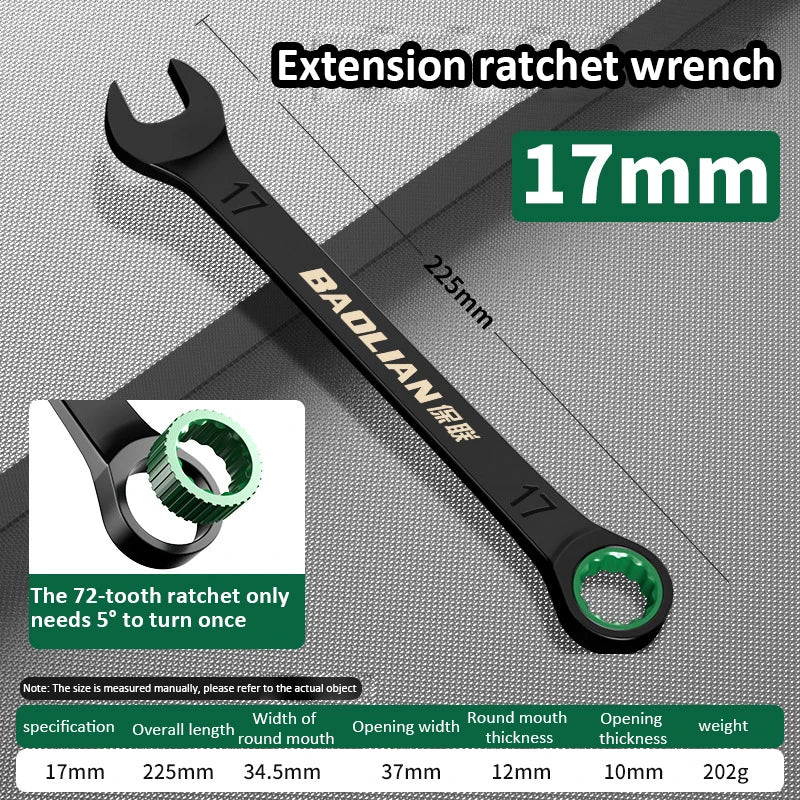 Dual-Purpose Wrench Fast Plum Blossom Ratchet Wrench Industrial Grade 72 Tooth Labor-Saving, Fast and Durable Dual-use Wrench