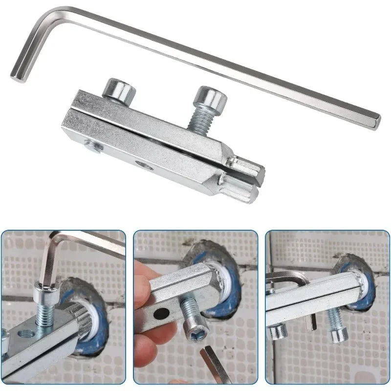 Pipe Stripped Screw Set, Water Faucet Broken Wire Extractor & Stainless Steel Wrench Handle Damaged Nipple Easy Out Remover Tool