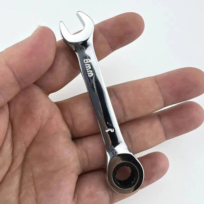 Short handle adjustable head ratchet wrench mini fast ratchet wrench labor-saving auto repair hardware dual-purpose wrench tool
