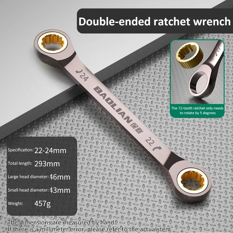 1Pc Dual-use Torx Wrench 6MM-27MM Dual Directional Plum Blossom Ratchet Wrench Universal Spanners for Car Repair Tools Hand Tool
