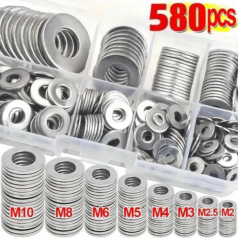 580pcs flat washer set screw fastener accessories M2-M12 suitable for home and industrial use