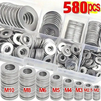 580pcs flat washer set screw fastener accessories M2-M12 suitable for home and industrial use