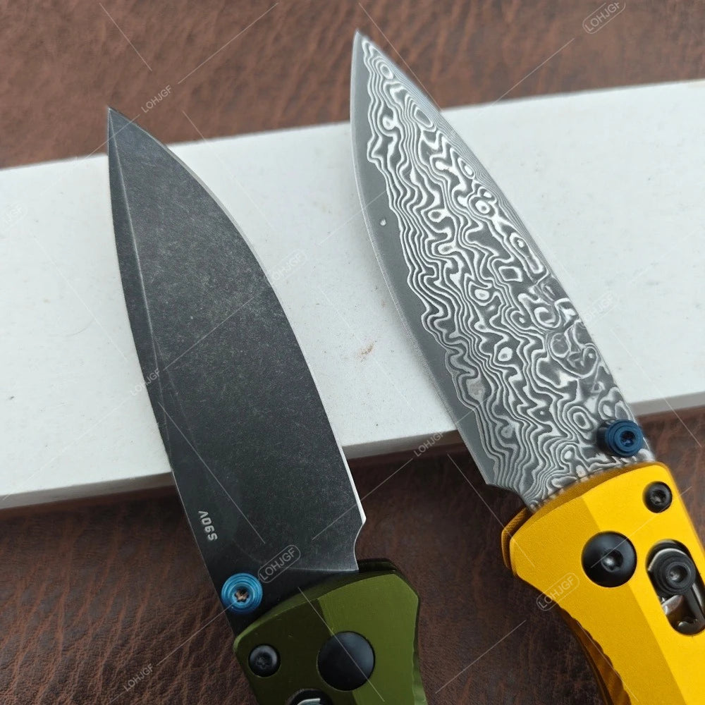 BM 533BK-2 Folding Knife & BM 533 Damascus Folding Knife with Pocket Clip Multi-functional Fishing Portable Outdoor EDC Knives