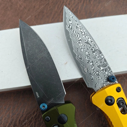 BM 533BK-2 Folding Knife & BM 533 Damascus Folding Knife with Pocket Clip Multi-functional Fishing Portable Outdoor EDC Knives