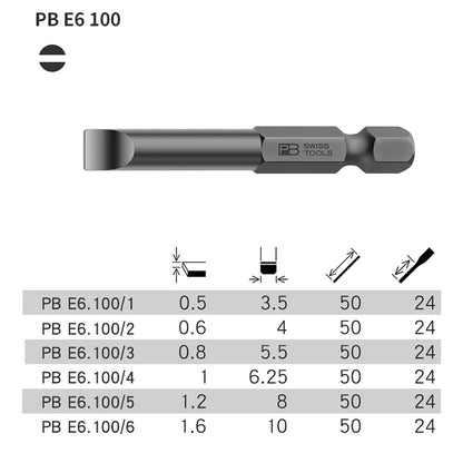 PB Swiss Tools 1/4 Inch Nano-Coated Precision Screwdriver Bit Set for Slotted Screws Cordless Electric Screwdriver Accessories