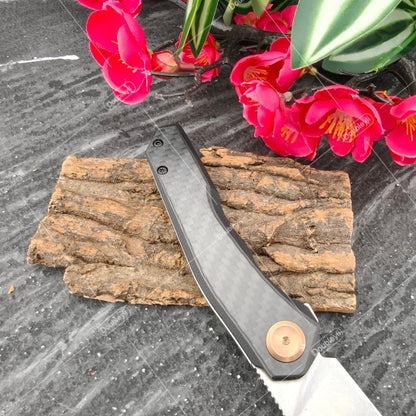 With Clip ZT 0545 Carbon Fiber Handle D2 Steel Folding Pocket Knife EDC Tools Gift for Men Compact Utility Knife Camping Barbecuing Meat Cutting Knife