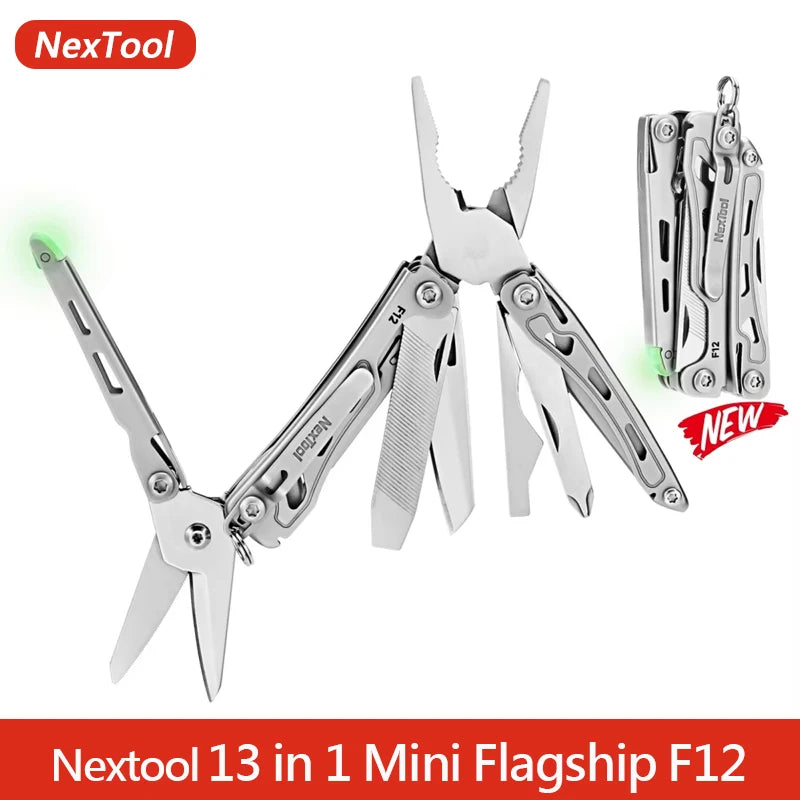 NexTool Keychain Mini Flagship F12 Folding Multi Tool 13 In 1 Screwdriver Pliers File Ruler Bottle Opener Scissors EDC Hand Tool