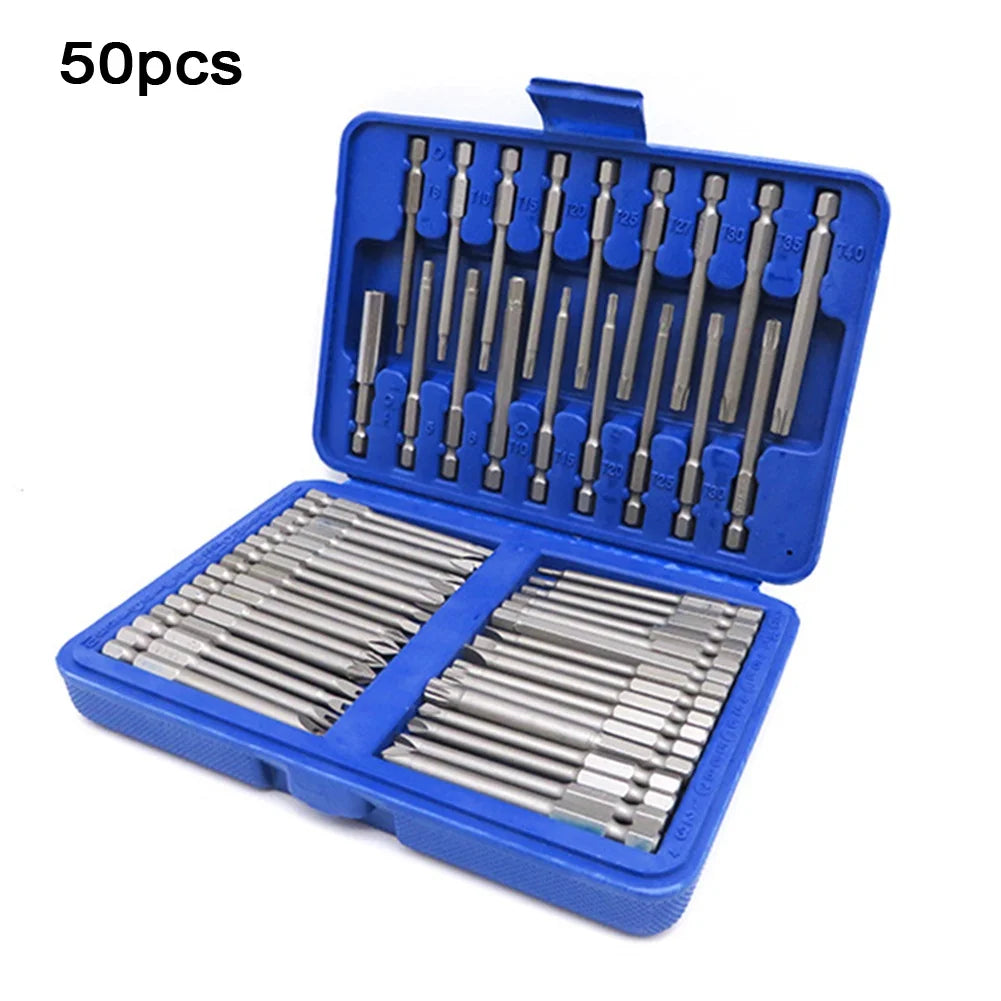 50 extra long screwdriver sets with 75mm safety screwdriver heads, Torx star shaped hexagonal wrench heads, fully automatic han