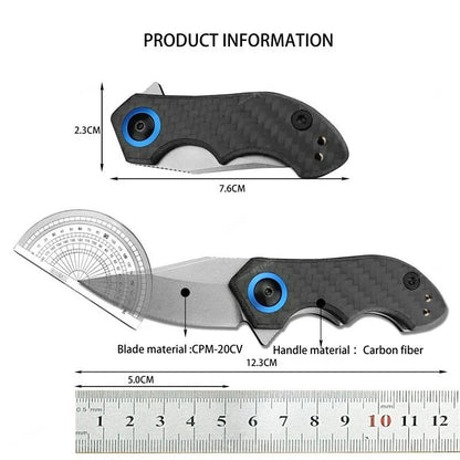 0022 Mini Folding Knife Carbon Fiber Handle & 8CR13 Steel Blade Outdoor Camping Hiking Cutting Tool Fishing Knife Gift for Men