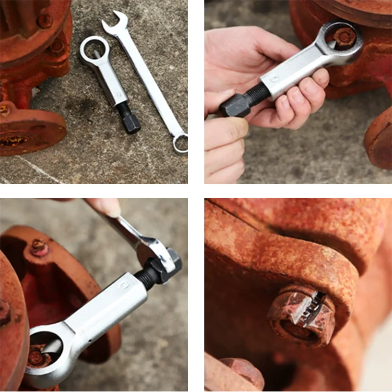 9-27mm Rusty Nut Separation Wrench Damaged Screw Nut Splitter Spanner Manual Remove Cutter Steel Portable Hex Extractor Tools