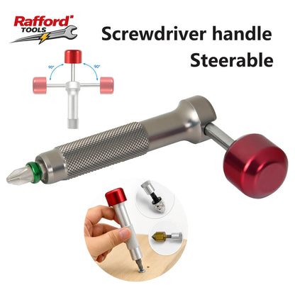 Rafford Screwdriver Bit Driver Pocket EDC 90° Pivot Retractable Lever for Extra Torque  Interchangeable 1/4" Hex Bit Repair Tool