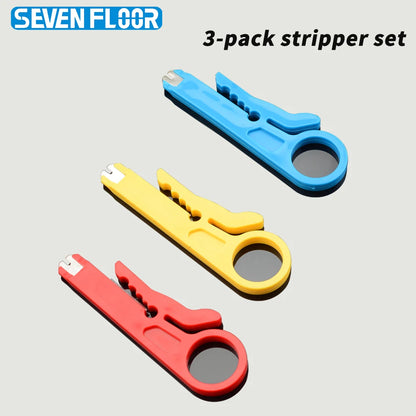 3 Pcs Wire Stripper & Punch Down Tool Set, Multi-Function Stripping Tool for Network, Telephone & Security Cables
