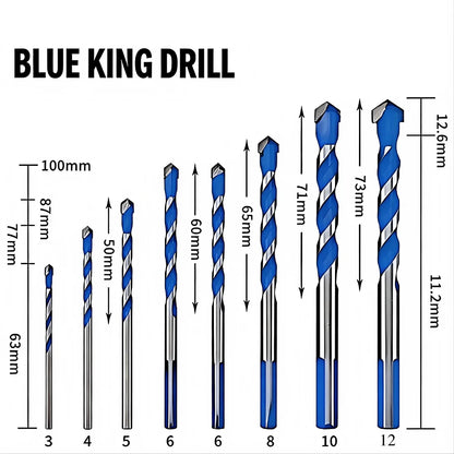 Blue Multifunction Carbide Masonry Drill Bit,Triangle Shank Tile & Concrete Drill Bits for Ceramic, Brick, Glass & Wood Drilling