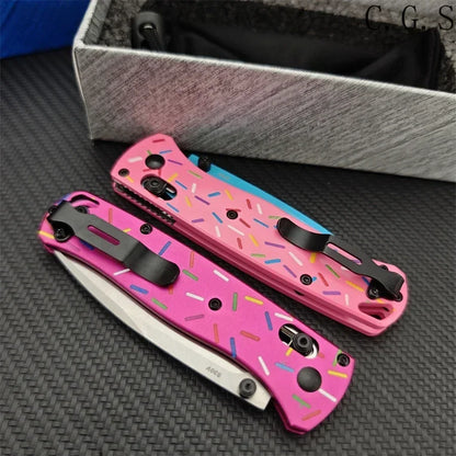 BM Bugout 535 Donut Pink Handle Manual Open Pocket Folding Knives EDC Outdoor Camping Hunting Multifunctional Hand Tools