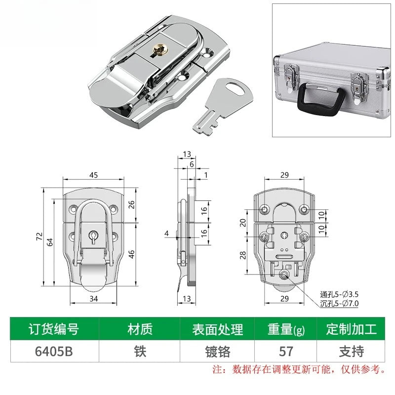 Box snap, nickel-plated iron lock snap, bag fastener, hook, wooden box and toolbox lock, fixed lock, hardware accessory