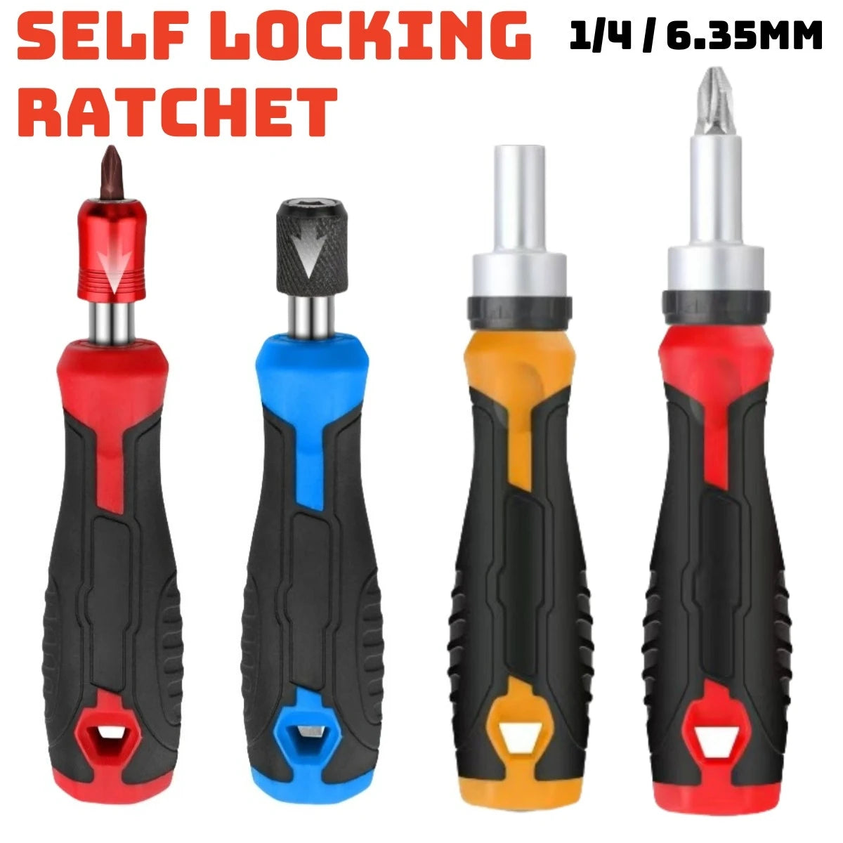 1/4 (6.35mm) Hi-Spec Ratchet Screwdriver Bit Set Multifunctional Magnetic Bit Driver Holder Handle Slotted Hex Torx Phillips Bit