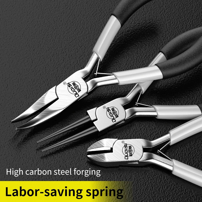 Mini Pliers Diagonal Pliers Round Bent Needle Nose Cutter Handcraft Beading Insulated Plier for DIY Small Jewelry Pliers Tools