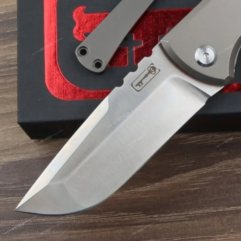 D2 Steel Folding EDC Pocket Knife 3.54 Inch Polished Blade Solid Titanium Alloy Handle 8.15 Inch Overall Length 4.61 Inch Compact Fold Size Lightweight Utility Knife with Pocket Clip for Camping Bushcraft Daily Outdoor Carry