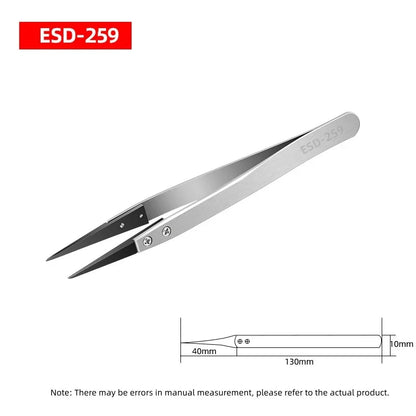 1pc ESD-259 Stainless Steel Precision Pliers-Precision Anti-Static Carbon Fiber Tweezers,Used For Crafts,Jewelry,Electronics