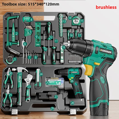 Electrician Electric Drill Set Hardware Brushless Drill Tools Multi-function Complete Repair Power Tool Set Household Toolkit