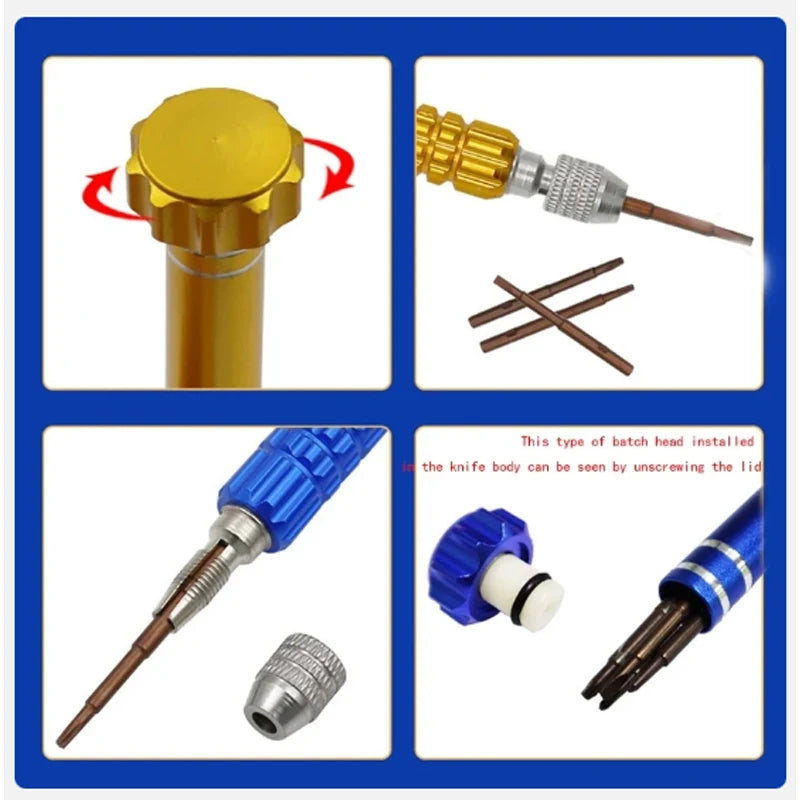 5-in-1 Precision Screwdriver Set SL2.0/PH1.5/T5/T6/P0.8 S2 Screw Driver Bit for Phone PC Eyeglass Jewelry Watch Repair Hand Tool