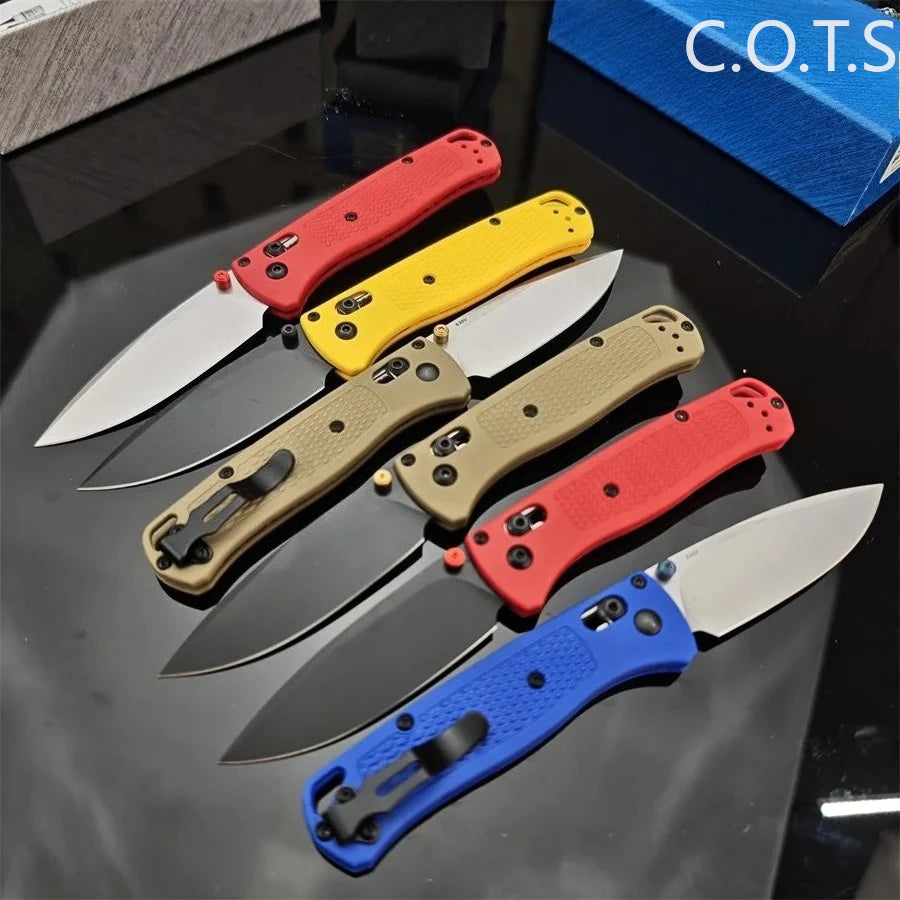 Bugout AXIS Lock BM 535 Folding Knife 440C Blade Nylon Fiber Handle Pocket EDC Outdoor Camping Knife Black Blade / White Blade