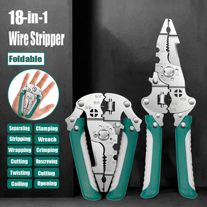 WEELEE Foldable wire stripper, pulley design multi-function electrician wire splitter wire winding crimping pliers hand tool
