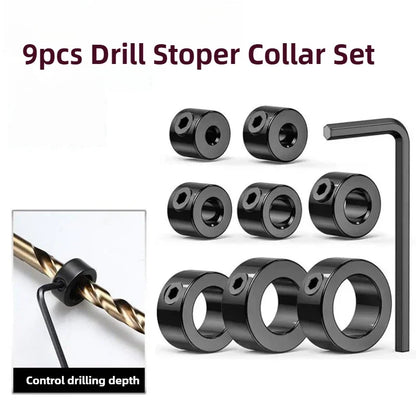 Drill Stoper Collar Set Stop Bit Ring Shaft Limit Metric Lock Steel Press Depth Ajustable Positioner Hole Guide Woodwork Tools