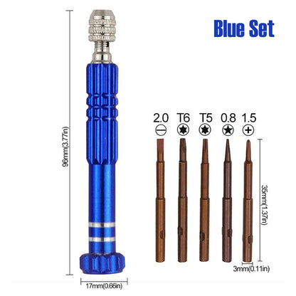 5-in-1 Precision Screwdriver Set SL2.0/PH1.5/T5/T6/P0.8 S2 Screw Driver Bit for Phone PC Eyeglass Jewelry Watch Repair Hand Tool
