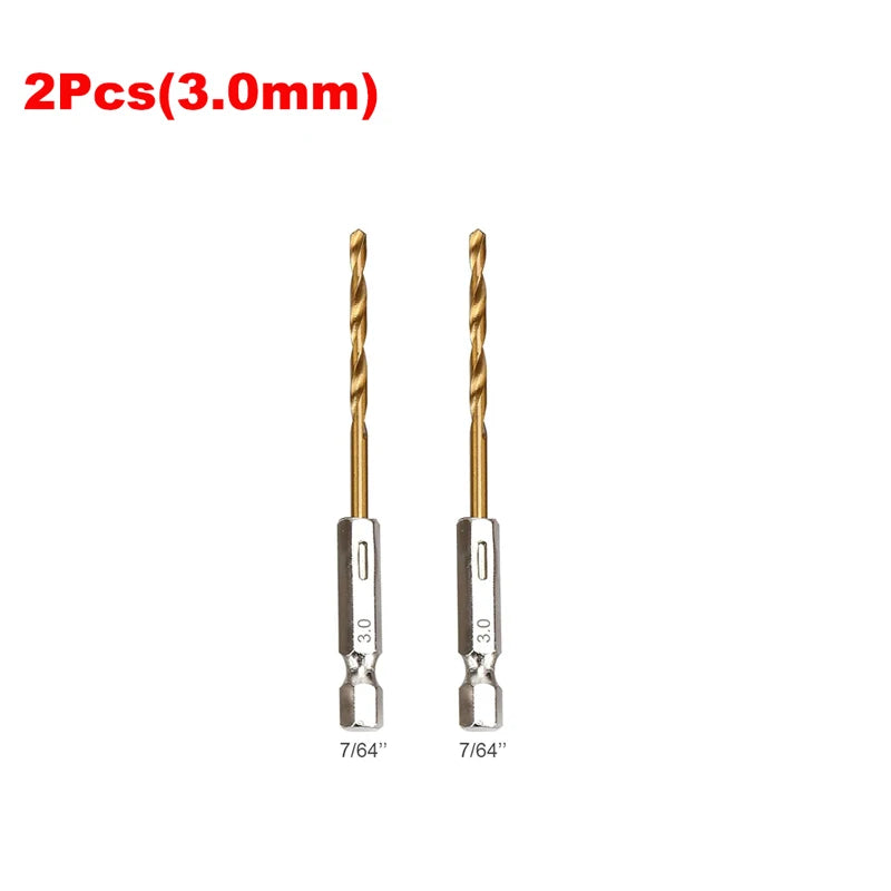 13PCS 1.5mm-6.5mm Drill Bit Set Titanium Coated High Speed Steel Hex Shank Hole Opener For Wood Plastic Aluminum