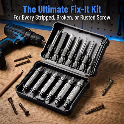 13Pcs Stripped Screw Extractor Set with Case, HSS 4341 Damaged Bolt Remover & S2 Steel Screwdriver Bit Kit