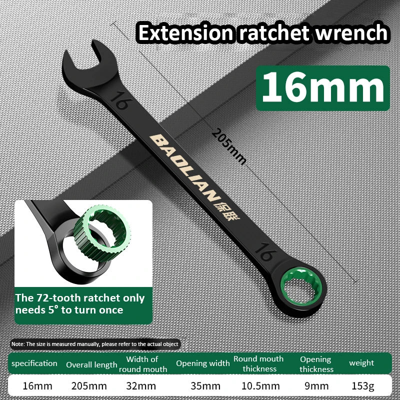 Dual-Purpose Wrench Fast Plum Blossom Ratchet Wrench Industrial Grade 72 Tooth Labor-Saving, Fast and Durable Dual-use Wrench