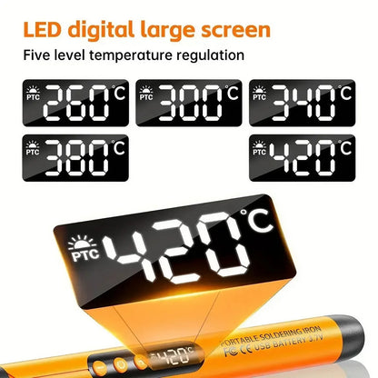 USB Rechargeable Mini Soldering Iron  Adjustable Temperature Soldering Tool with Accessories, Perfect for DIY Projects & Repairs