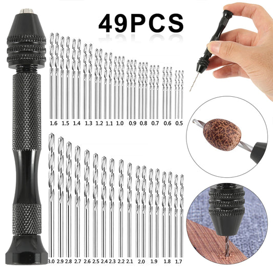 TOORISE 49-piece pin vise hand drill set with 0.5-3.0 mm HSS bits