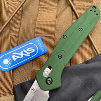 BM940 Green  Axis Lock Folder Green Aluminum Body W/ S30V Stonewashed Plain Edge Blade