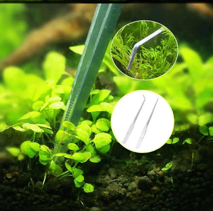 1pc Straight/Elbow Stainless Steel Tank Tweezers Pliers Aquarium Tool Fish Tank Aquatic Plants Forceps Clip for Cleaning Tool