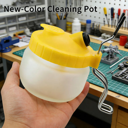 Airbrush Cleaning Pot Stand, Paint Storage Tray, Glass Reservoir Jar, Filter Cotton, and Airbrush Cleaning Tools